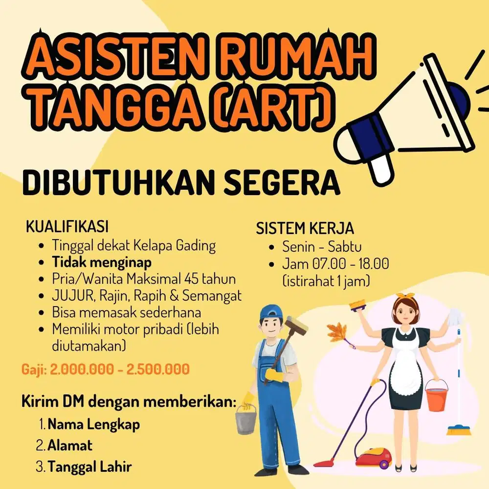 ART Kelapa Gading Tidak Menginap