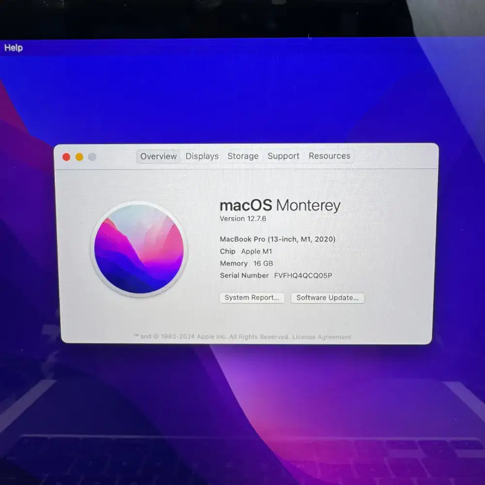 Macbook Pro M1 13 Inch Ram 16 Ssd 512 lengkap full set Space Grey