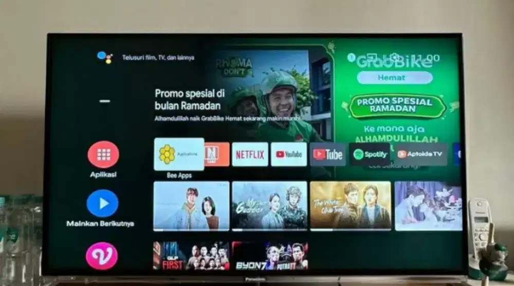 TV LED Panasonic 39 analog + box Android jdi bisa netflix YouTube dll
