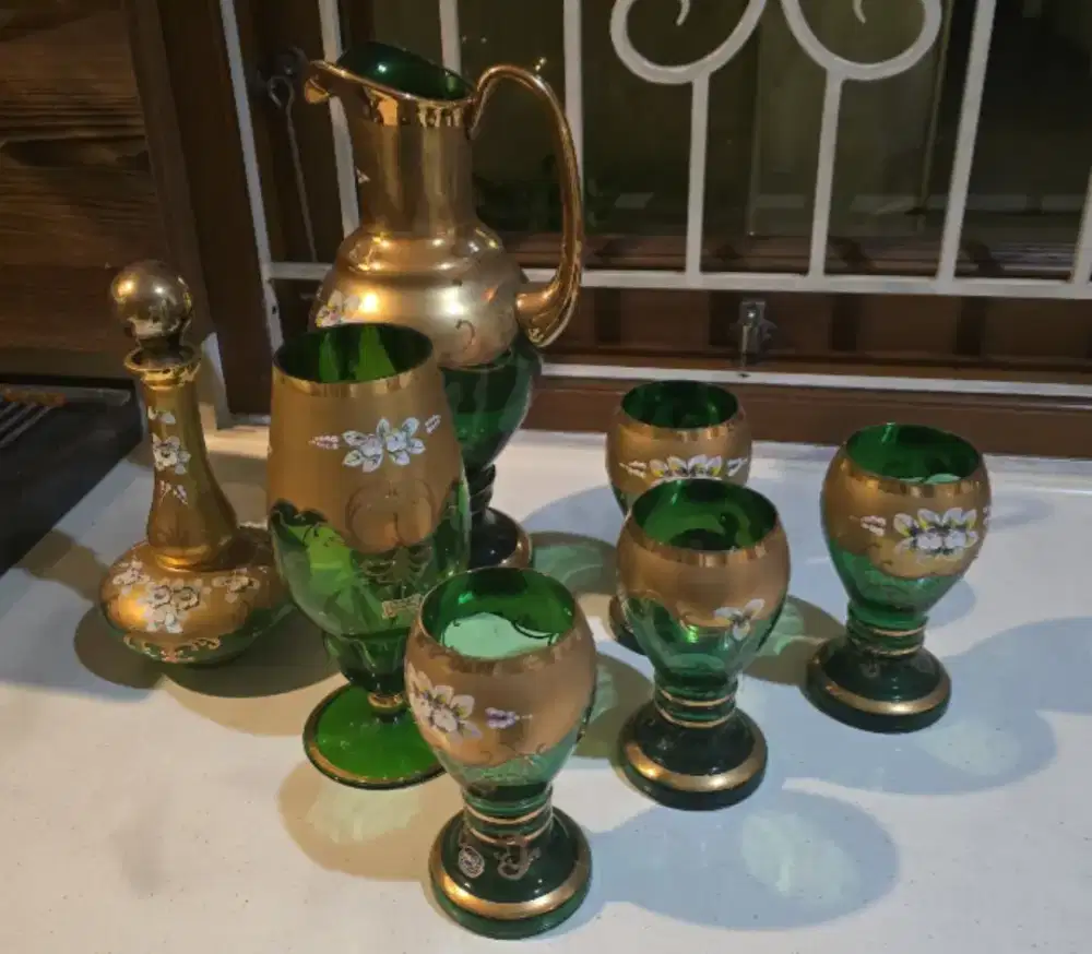 Bohemia Czech Crystal Green kristal sepaket semua di foto