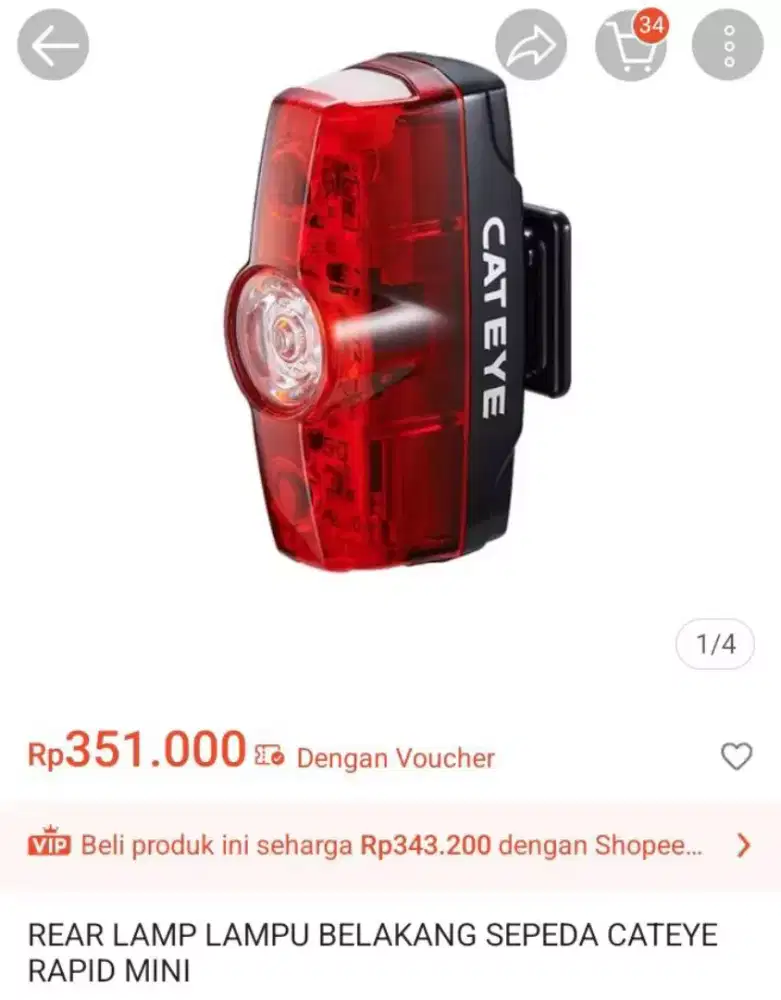 Lampu belakang sepeda original