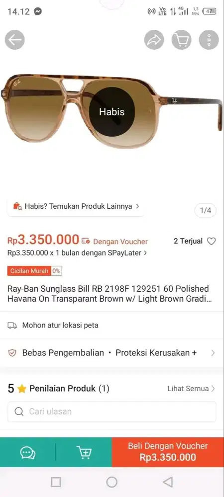 Kacamata Rayban RB 2198 ORI bekas