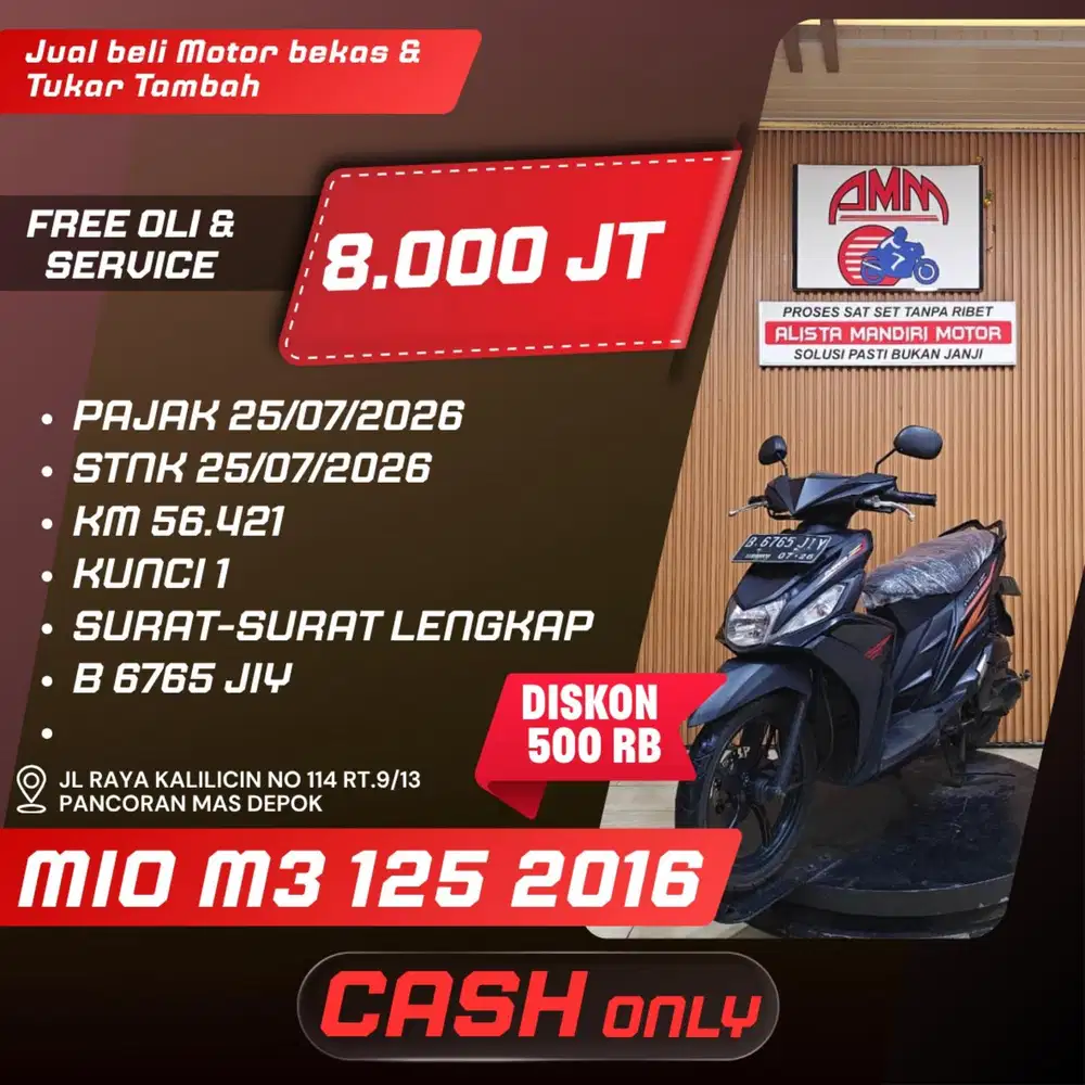 MIO M3 125 2016 PAJAK HIDUP CASH ONLY ALISTA