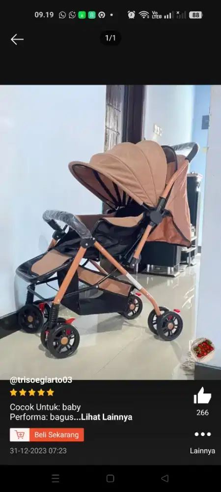 DIJUAL STROLLER BEIGE WARNA CHAKI