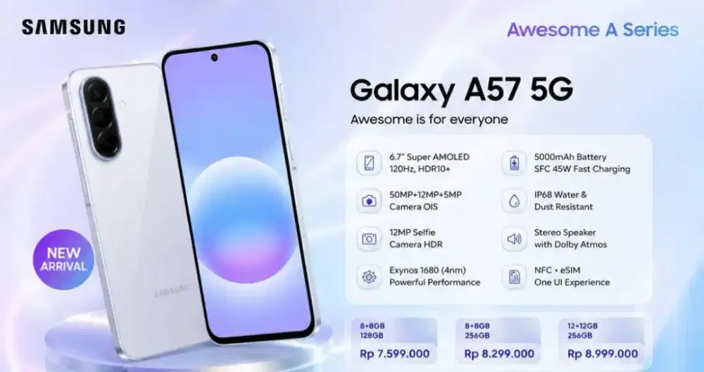 SAMSUNG GALAXY A57 8+8/256GB FREE TA 25W