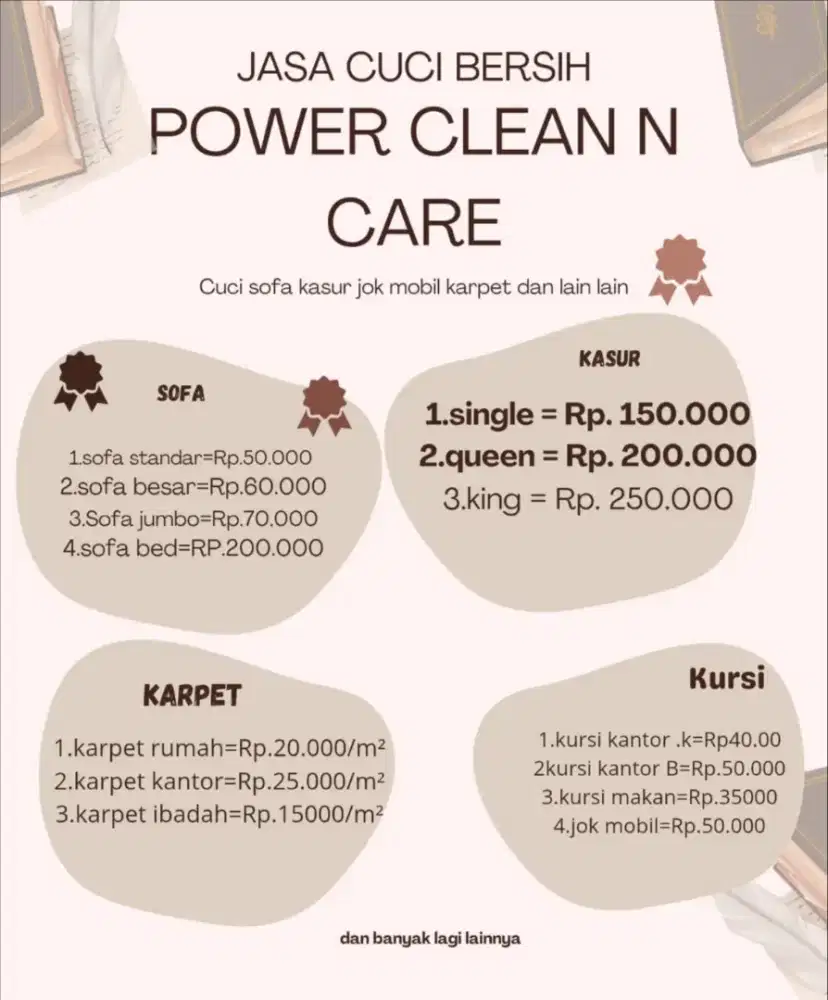 jasa cuci sofa&kasur dll by power clean&care