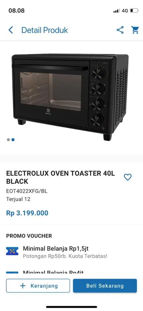 ELECTROLUX OVEN TOASTER 40L BLACK