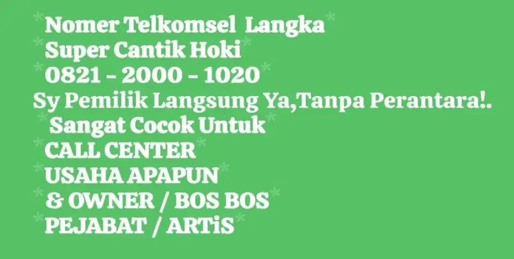 Nomer Cantik iSTiMEWA TELKOMSEL.cocok utk USAHA/CALL CENTER.jual cepat