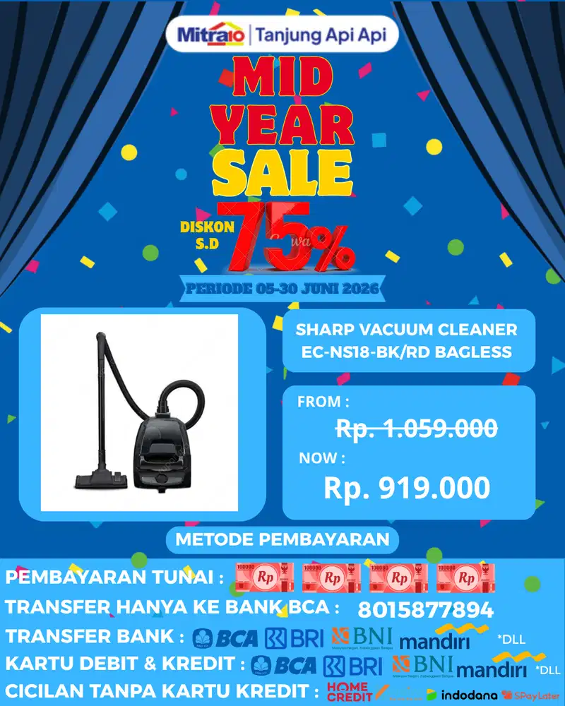 SHARP VACUUM CLEANER EC-NS18-BK/RD BAGLESS