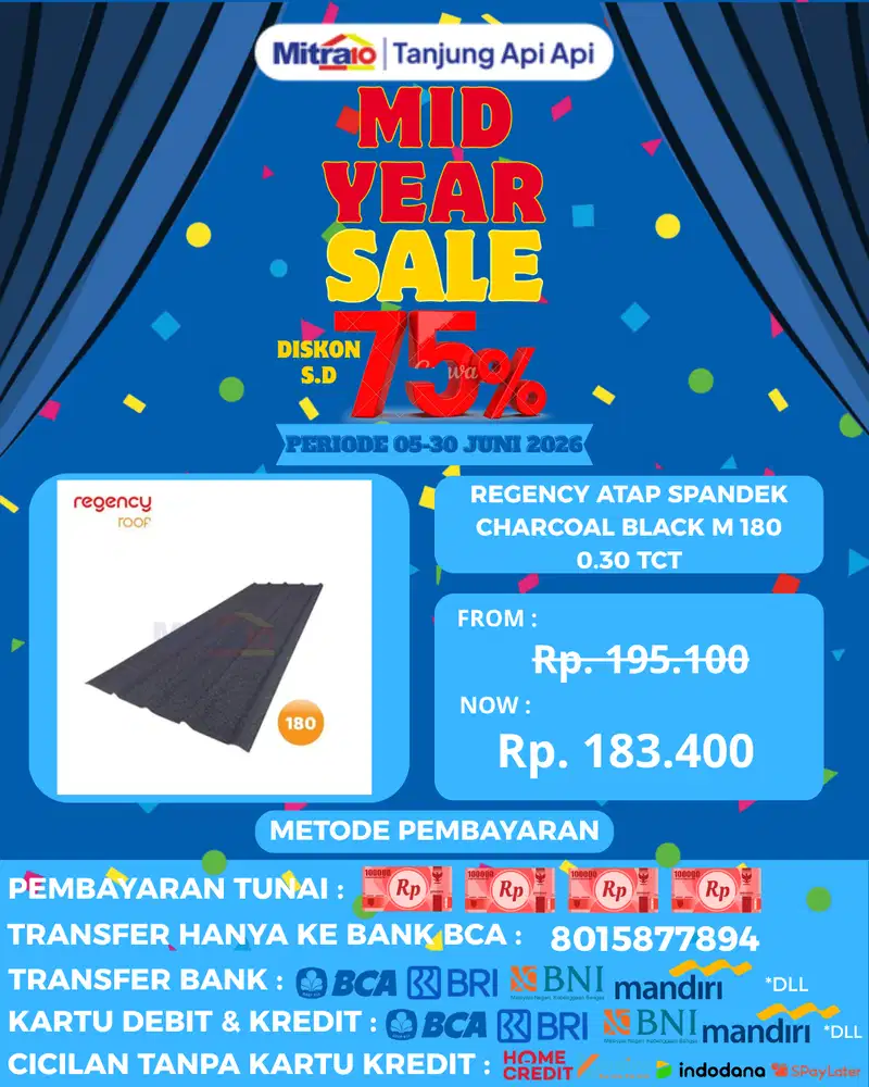 REGENCY ATAP SPANDEK CHARCOAL BLACK M 180 0.30 TCT