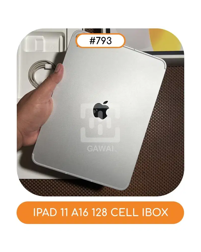 #793 Ipad 11 A16 Silver 128 Cell Ibox Garansi 06 November 2026 BH 99%