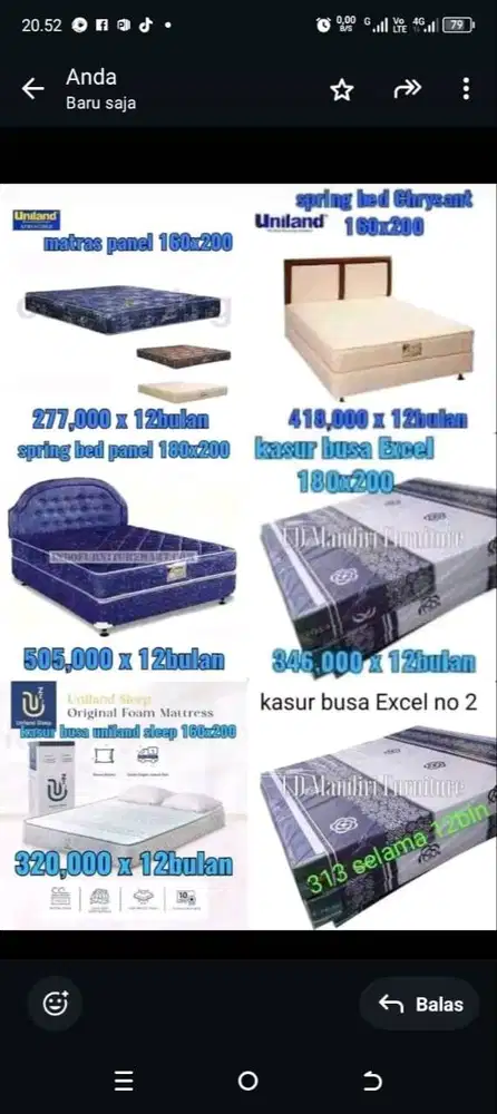 Kredit kasur busa uniland 12 bulan tanpa DP