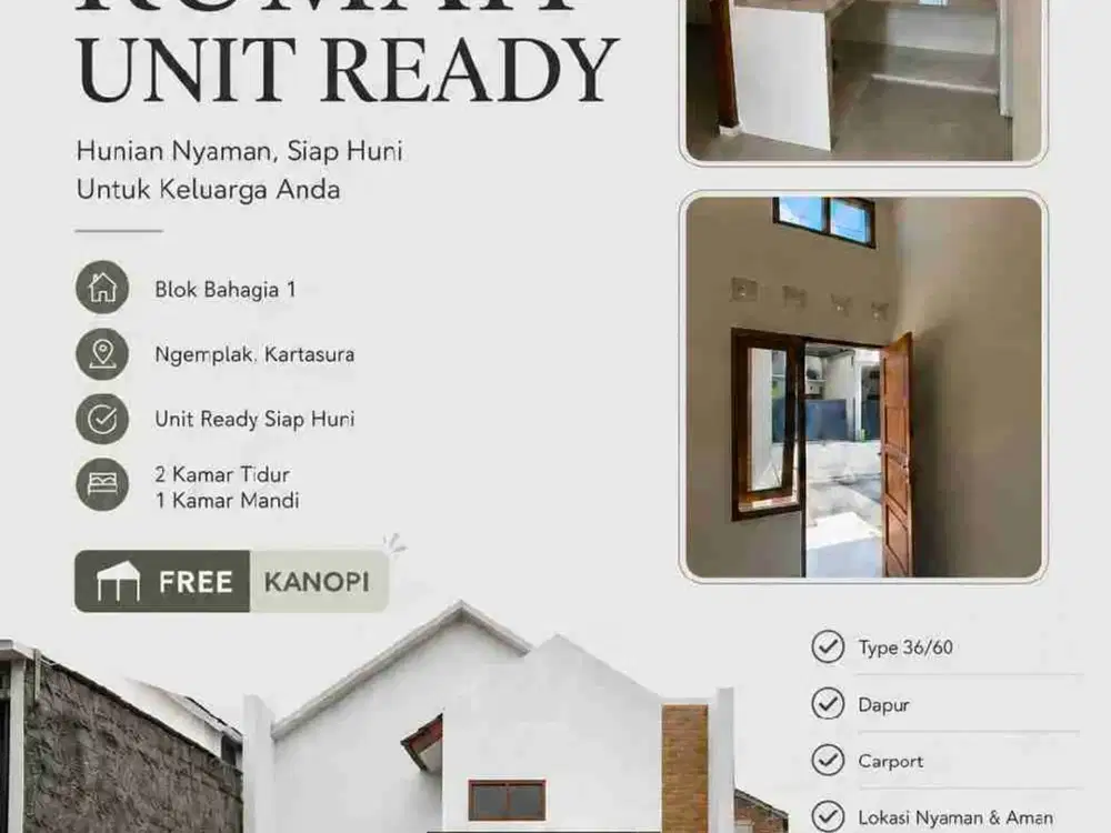Rumah di jual di kartosuro 300 juta-an model skandinavian siap balik nama