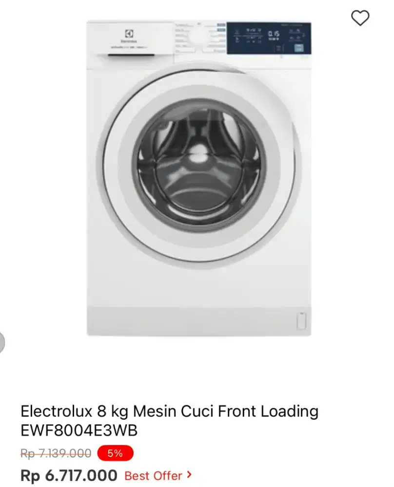MESIN CUCI ELECTROLUX FRONT LOADING 8KG