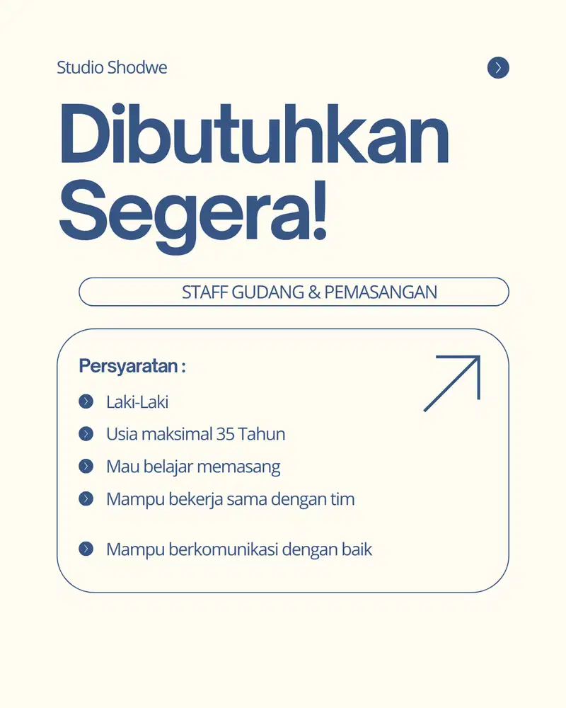 lowongan kerja staff gudang dan pemasang wallpaper
