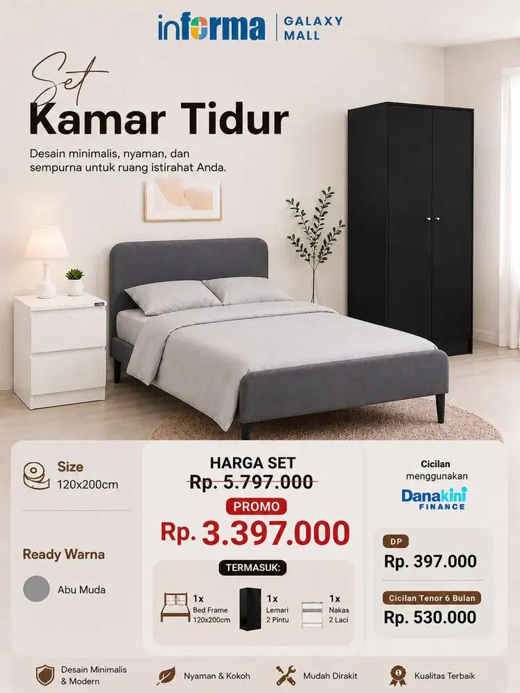 set tempat tidur 120x200