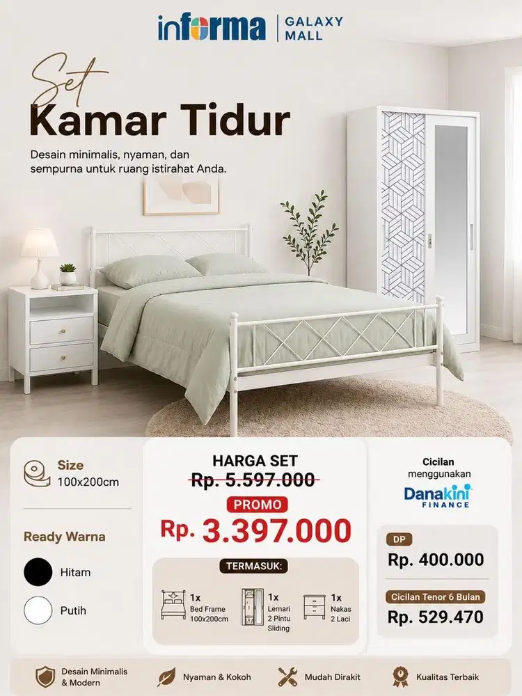 set tempat tidur 120x200
