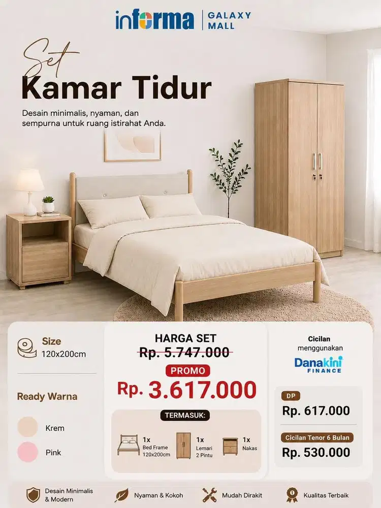 set tempat tidur 120x100