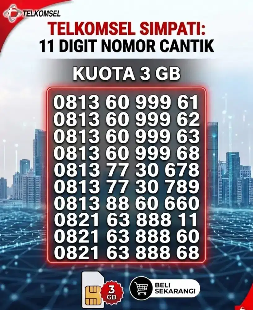 Kartu Perdana Telkomsel Simpati 11 digit Nomor Cantik