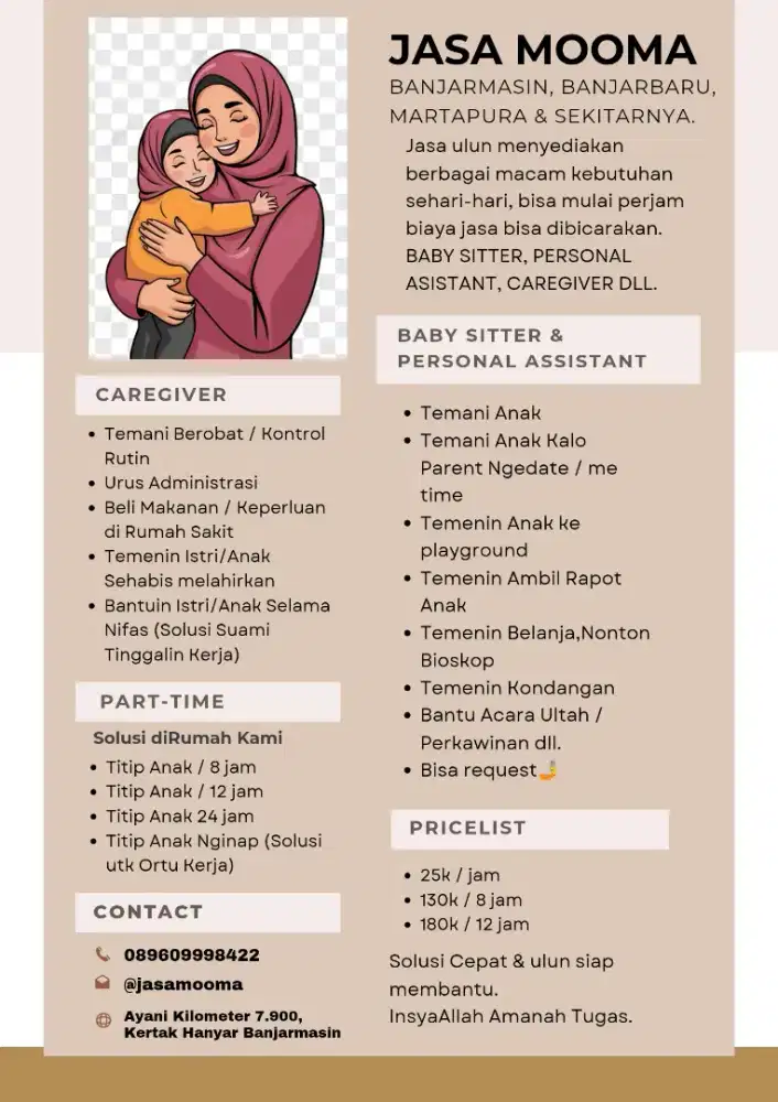 Jasa Baby Sitter, Personal Asistant & Caregiver Banjarmasin sekitarnya