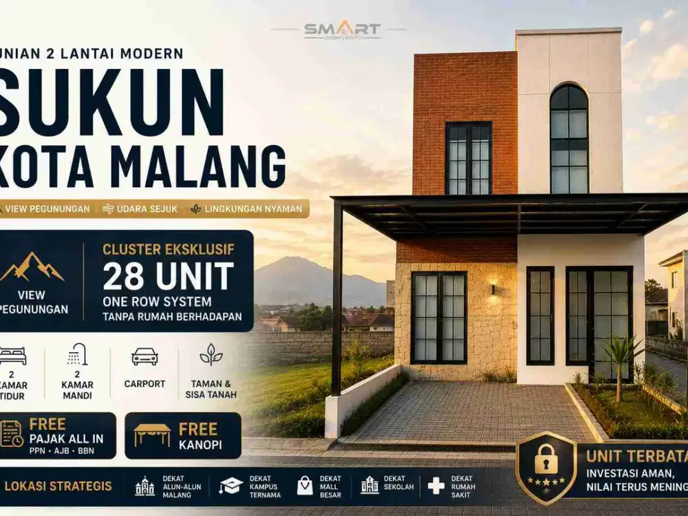 Hunian Eksklusif 2 Lantai di Kota Malang | View Pegunungan & Udara Sejuk