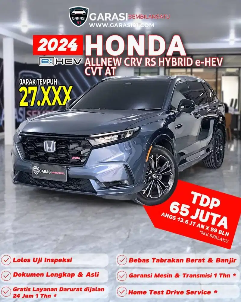 ‼️TDP 59 JT Honda Allnew CRV RS Hybrid eHEV CVT AT 2024. istimewa