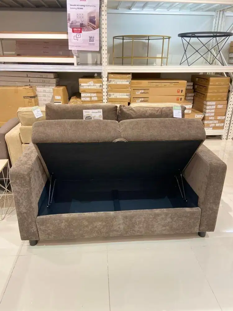 JUAL BARU SOFA PENYIMPANAN 2 Seater bahan bludru