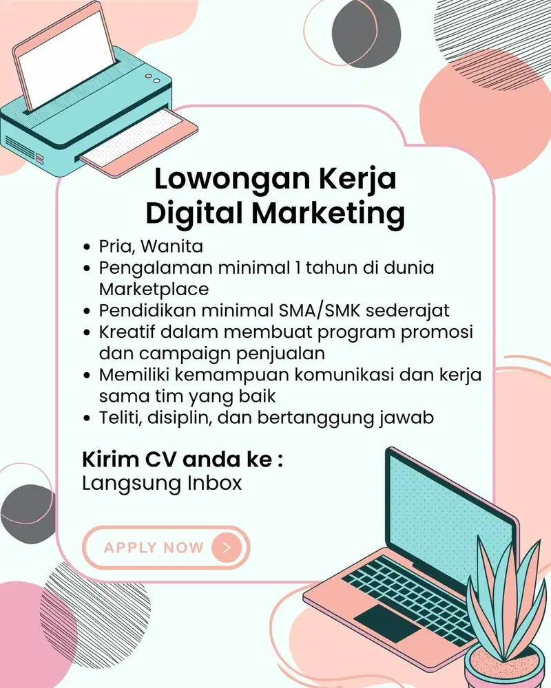 LOWONGAN KERJA DIGITAL MARKETING MARKETPLACE