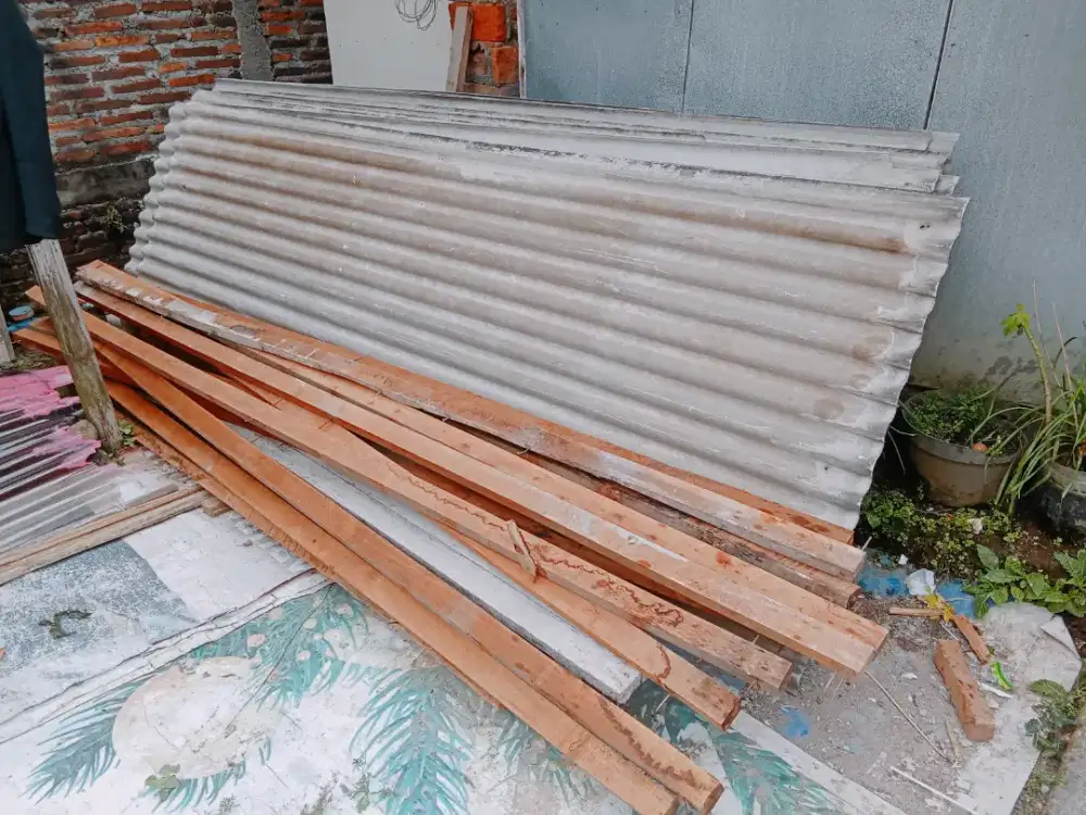 Jual kayu usuk dan asbes bekas