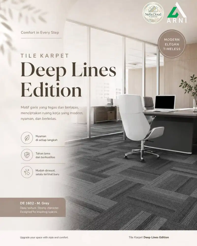 Karpet Tile Deep Lines Edition Tebal 6mm / Karpet Lantai Kantor DLL