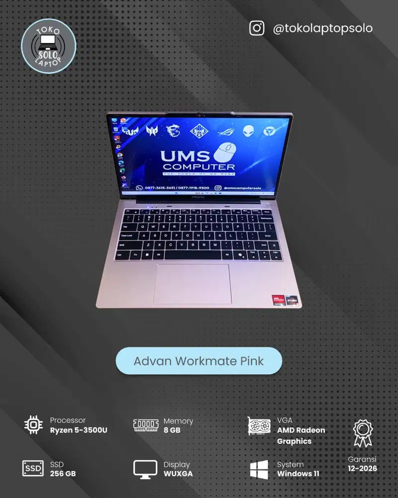 ADVAN Workmate AMD Ryzen 5-3500U RAM 8GB SSD 256GB AMD Radeon Graphics