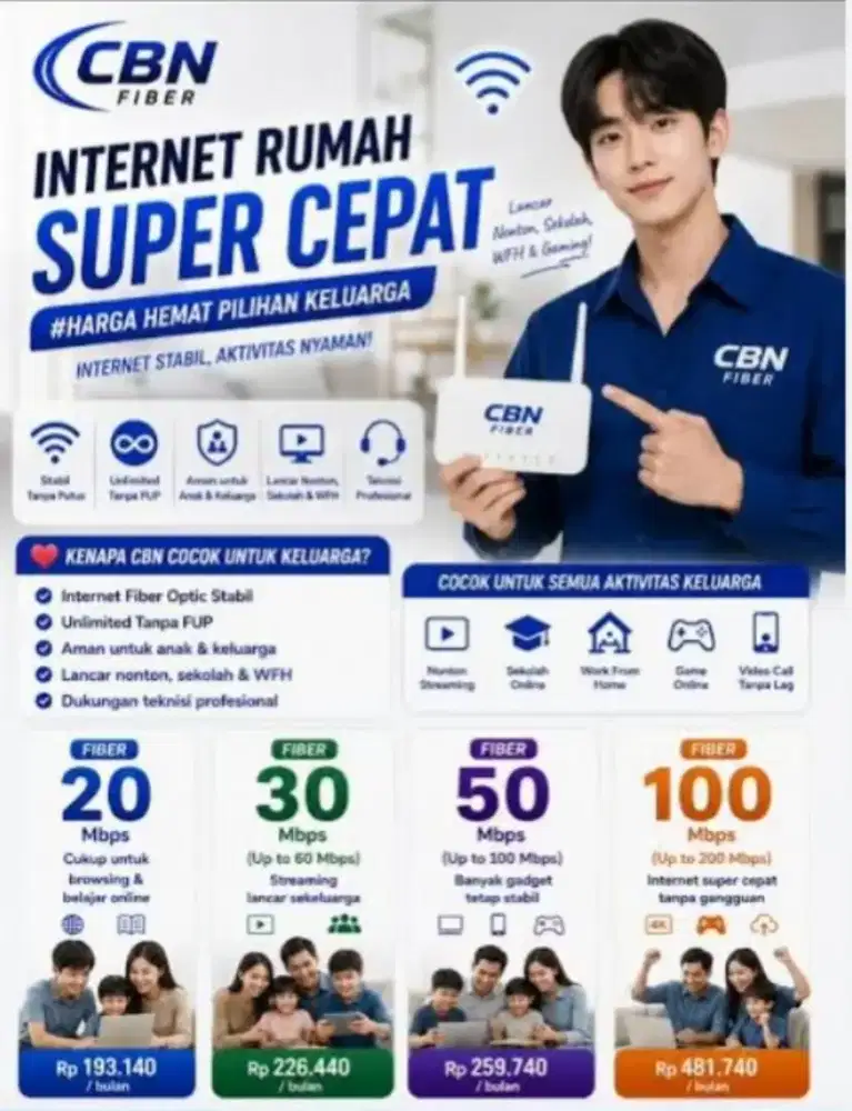 Free!! Jasa pasang internet dan tv kabel CBN Fiber