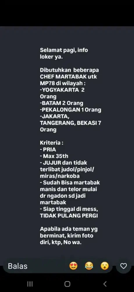 Dibutuhkan Chef Martabak