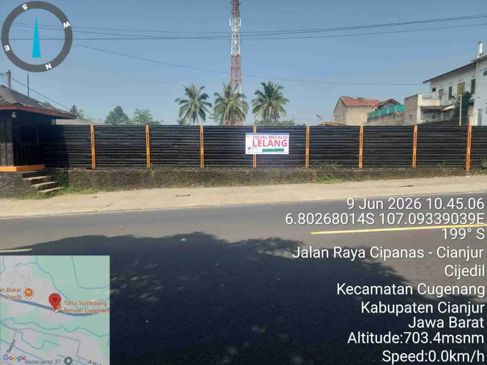 Dilelang luas tanah 21.692m2 jl. raya cugenang, cianjur