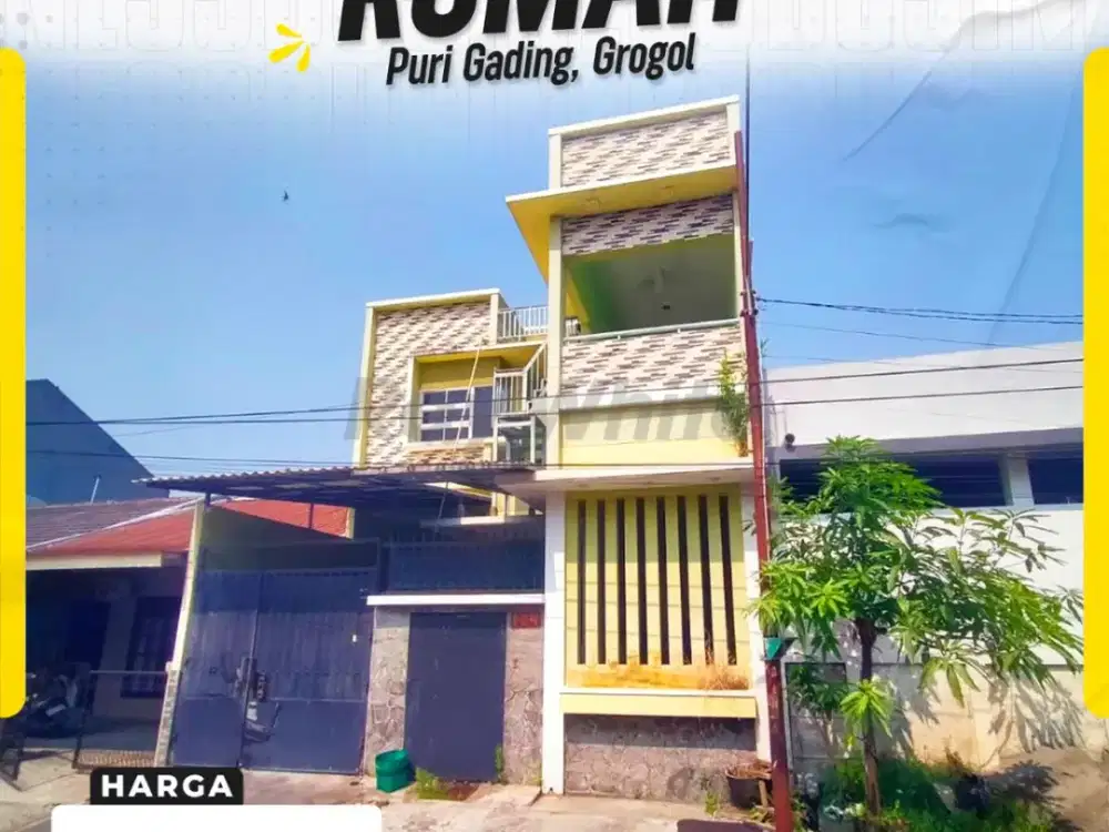 Rumah Mewah Minimalis 3 Lantai Siap Huni di Perum Puri Gading Grogol Sukoharjo