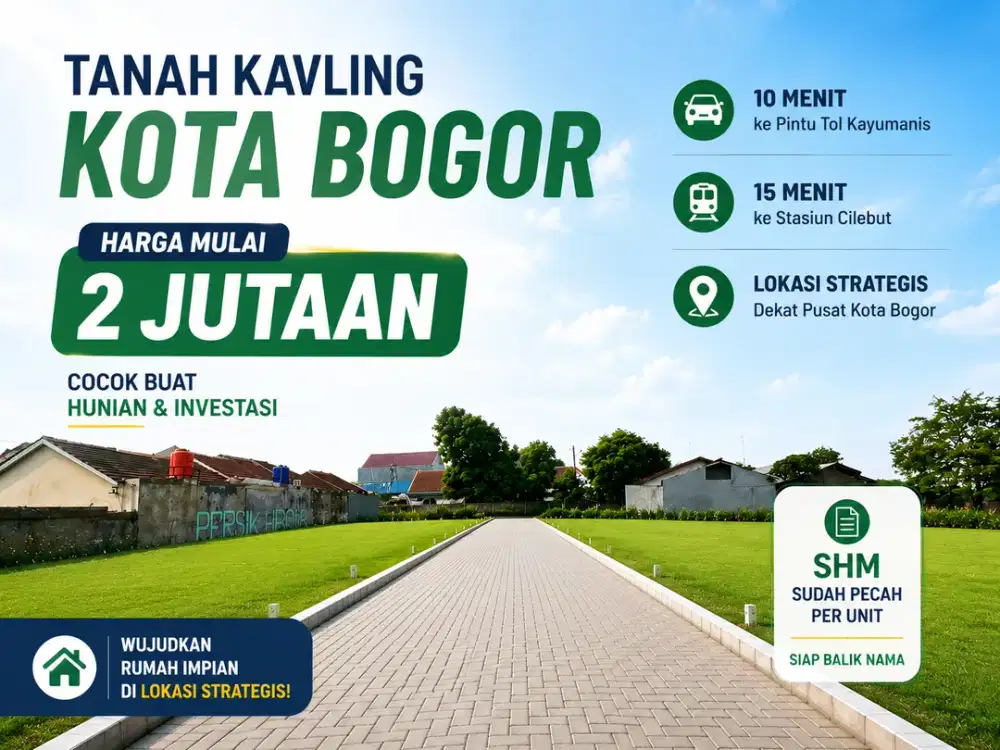 Tanah SHM Siap Balik Nama, Dekat Stasiun Cilebut, 2 Jt-an