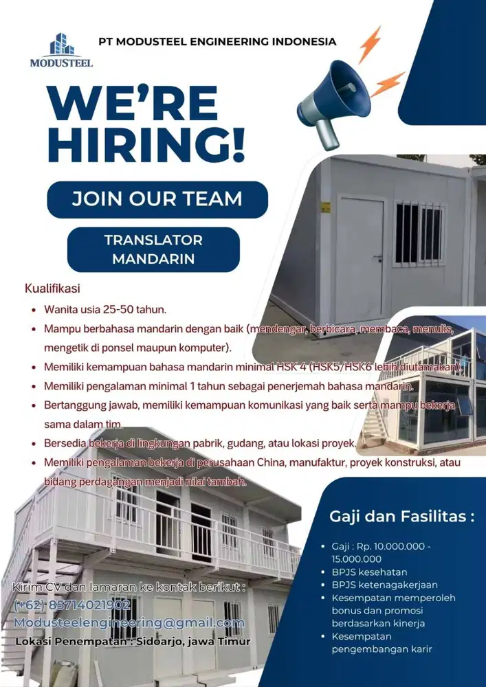 Lowongan kerja Translator Mandarin