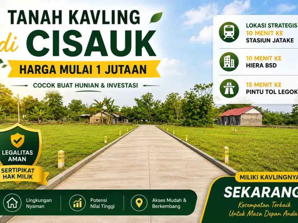 Dekat HIERA BSD, Tanah Kavling Strategis Murah 1 Jt-an, SHM