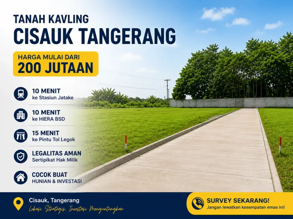 Tanah Strategis Tepi Jalan Dekat Stasiun Jatake BSD, 1 Jt-an SHM