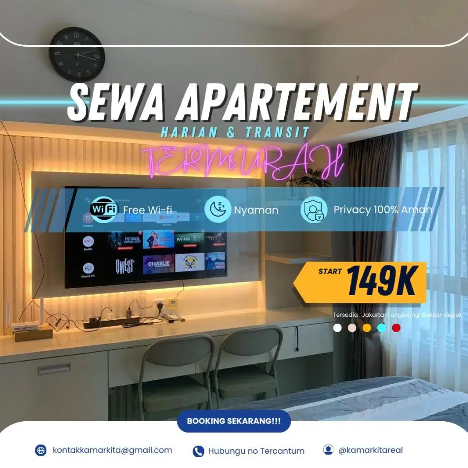SEWA APARTEMEN GRAND KAMALA LAGOON BEKASI HARIAN/TRANSIT TERMURAH