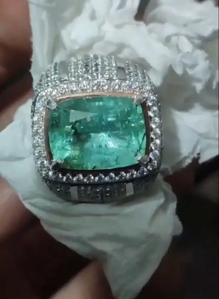 Cincin Jamrud Rusia Ce -Minor unik Perak Handmade Spesial Bos'