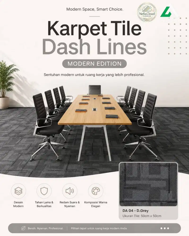 Karpet Tile Dash Lines Modern Edition 50x50 cm | Karpet Kantor Modern