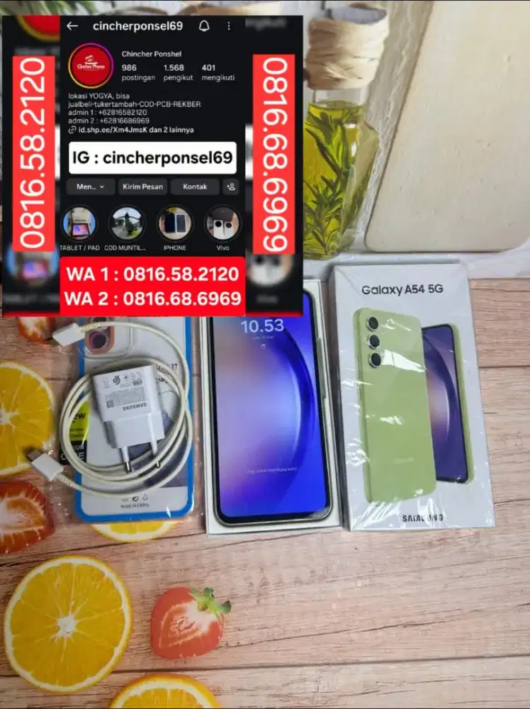 Jual hp samsung A54 5g istimewa siap pakai free ADAPTOR n case