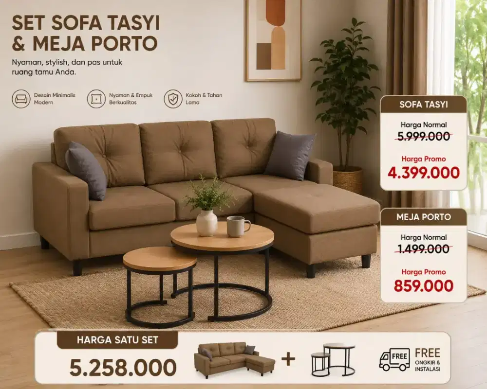 CEPAT HABIS! PROMO BESAR SOFA SET / SOFA RUANG TAMU DAN MEJA