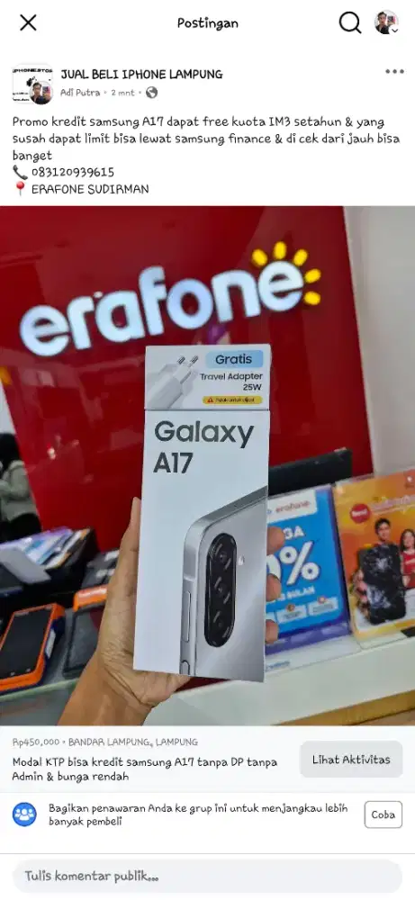 Samsung A17 kredit hanya KTP aja tanpa DP bunga kecil admin 0%