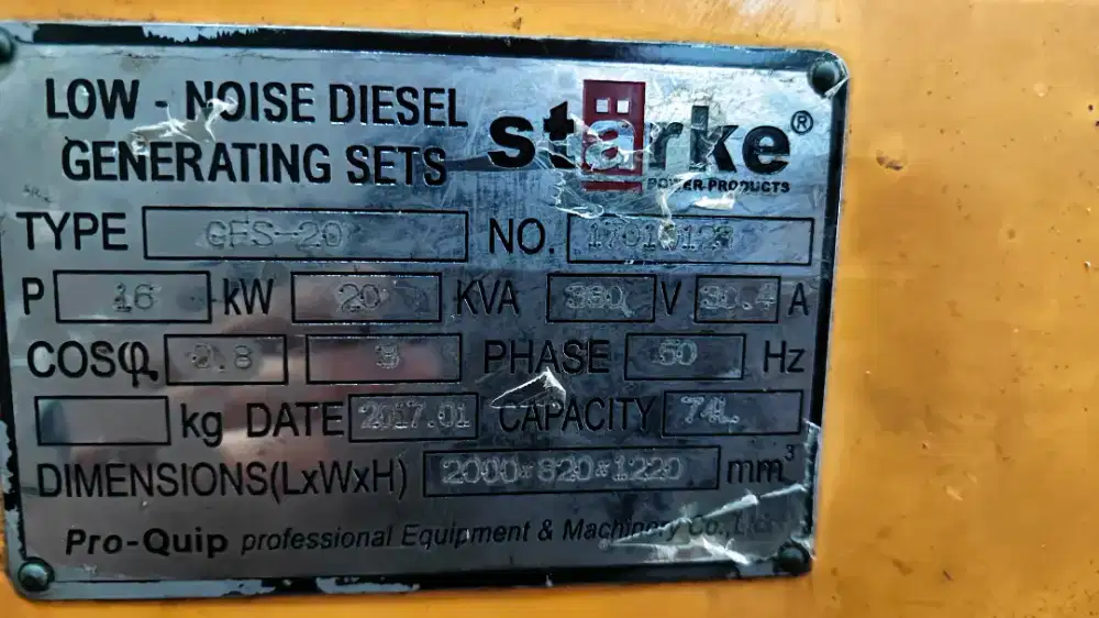 Jual Genset Merek Starke Prima
