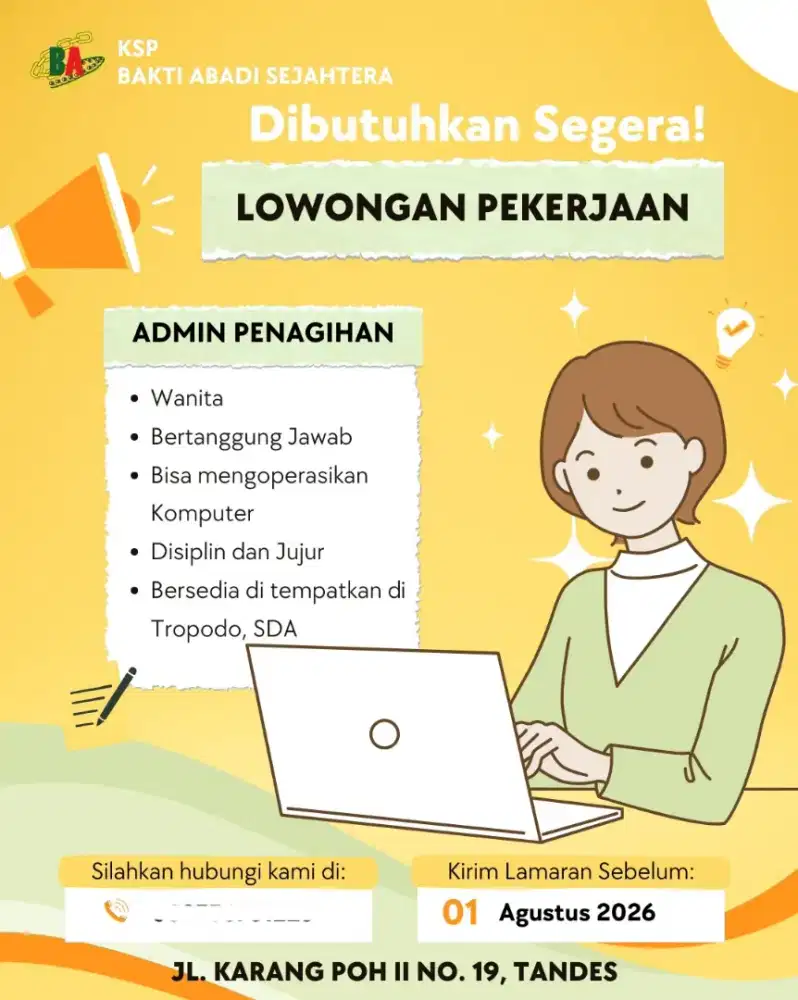 Lowongan kerja admin SBY SDA