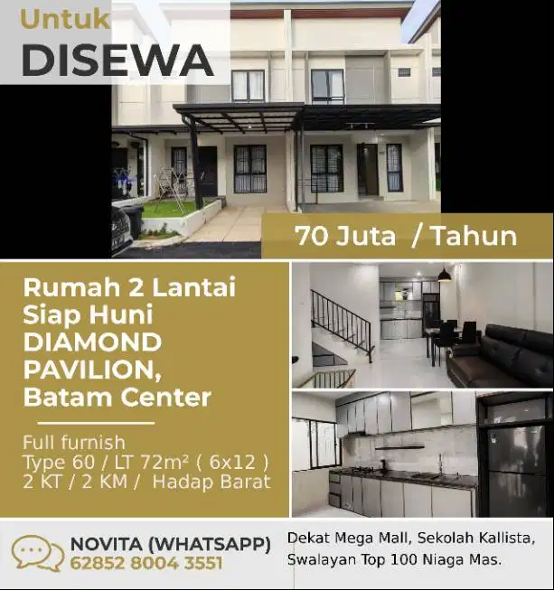 Rumah 2 Lantai Siap Huni DIAMOND PAVILION, Batam Center.