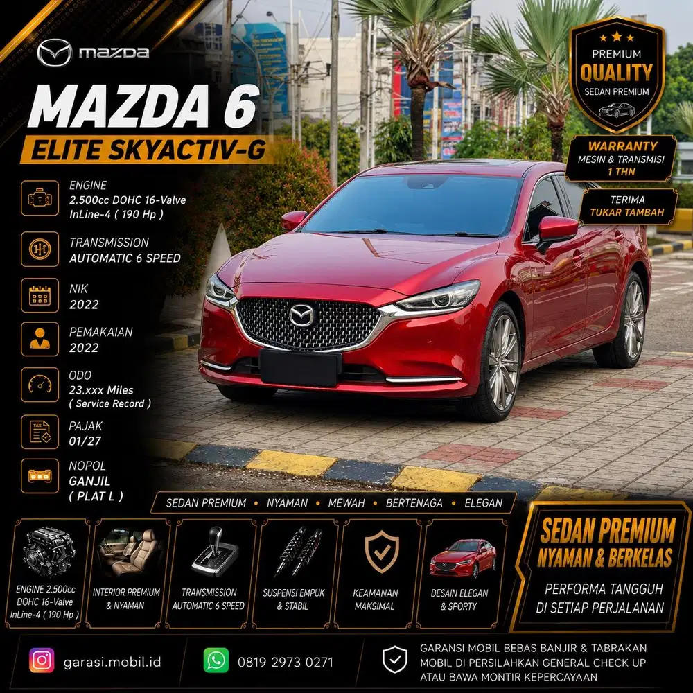 Mazda 6 Elite Skyactiv-G Sedan 2022 / Odo 23rbu Miles