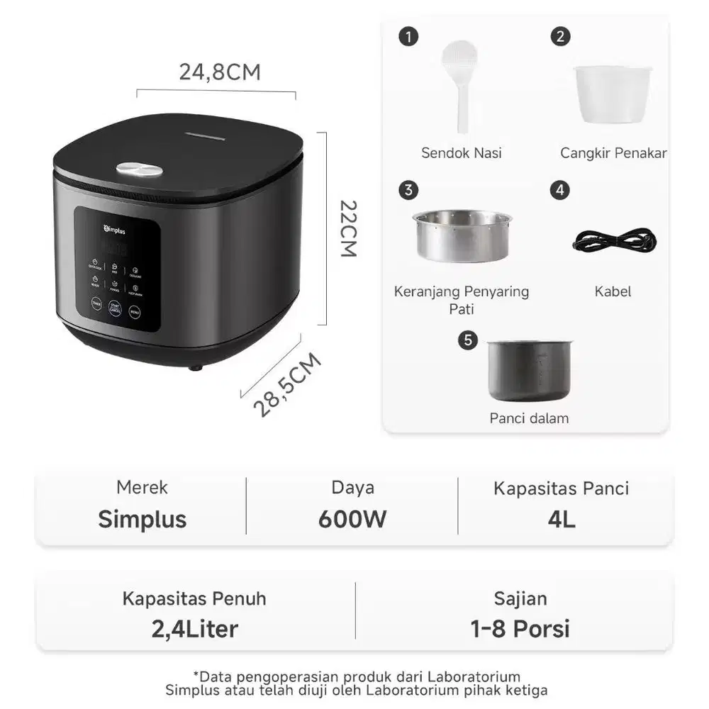Simplus Rice cooker Digital Rendah Gula (Filter Stainless Steel)